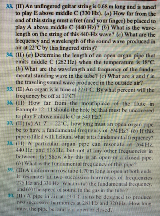 33 It An Unfingered Guitar String Is 0 68 M Long And Is Tuned To Play E Above Middle C 330 Hz A How Far From The 1