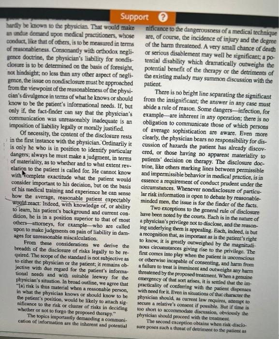 Question 1 Informed Consent Readings President S Commission The Values Underlying Informed Consent And Majority Op 6