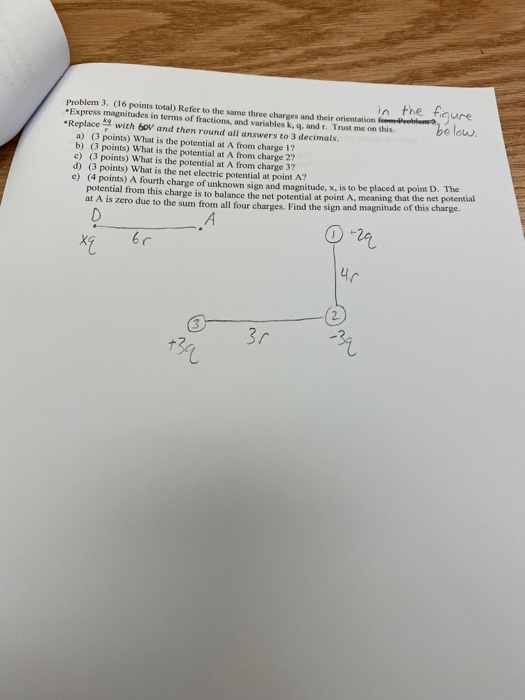 Below In The Figure Problem 3 16 Points Total Refer To The Same Three Charges And Their Orientation Fro M Express M 1