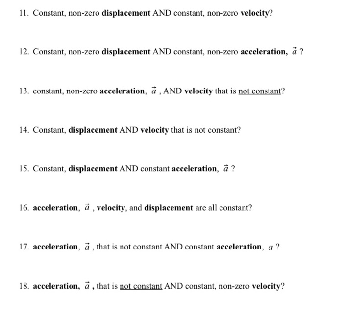 151 Linear Motion Part 1 Which Is True Or False For These Questions And Use A Simple Example To Explain It 1