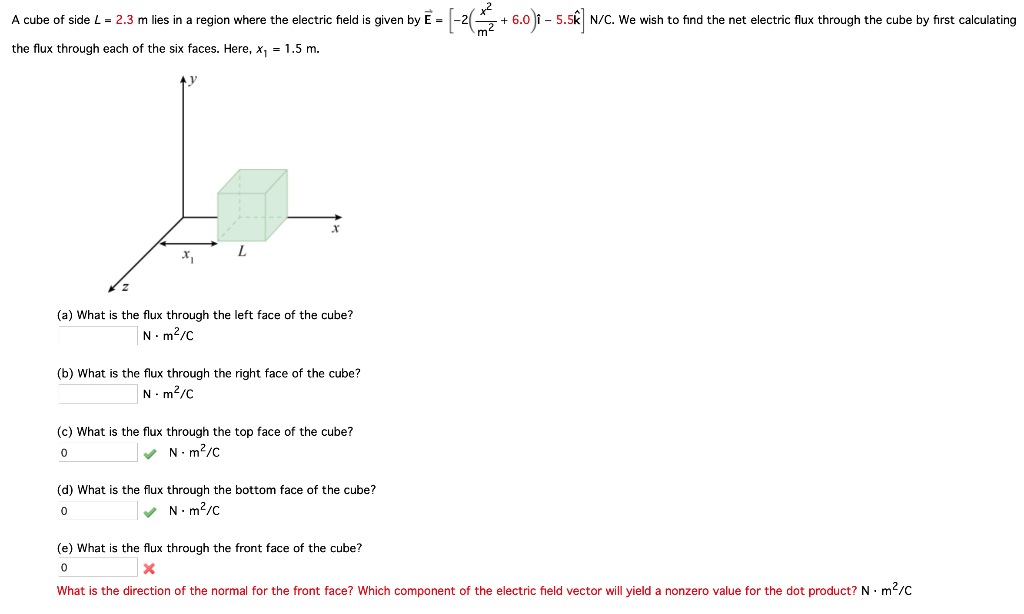 A Cube Of Side L 2 3 M Lies In A Region Where The Electric Field Is Given By E Oli 5 5k N C We Wish To Find The N 1