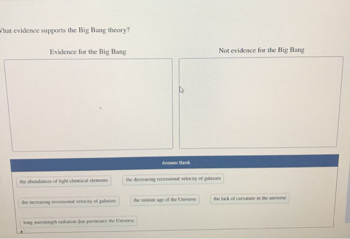 That Evidence Supports The Big Bang Theory Evidence For The Big Bang Not Evidence For The Big Bang Answer Bank The Abun 1