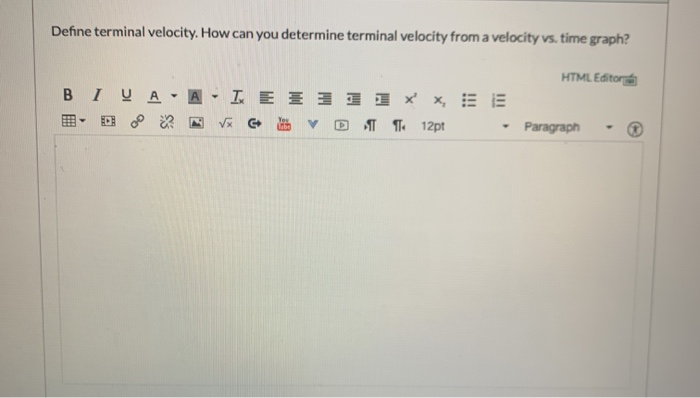 Define Terminal Velocity How Can You Determine Terminal Velocity From A Velocity Vs Time Graph Html Editor Biva A I 1