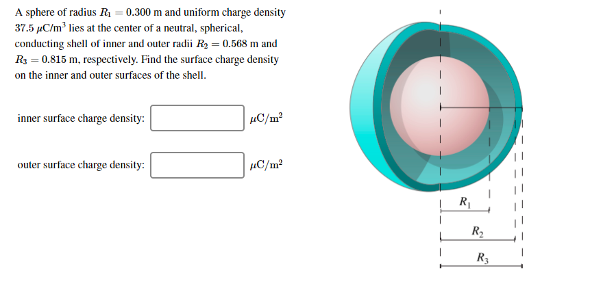 A Sphere Of Radius R 0 300 M And Uniform Charge Density 37 5 Uc M Lies At The Center Of A Neutral Spherical Conduc 1