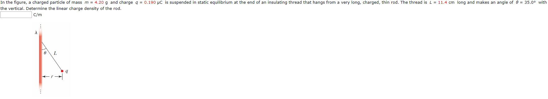 Ii U Y J10 Lillye Y The Vertical Determine The Linear Charge Density Of The Rod U Iyu Ul Is Suspended In Static Equili 1