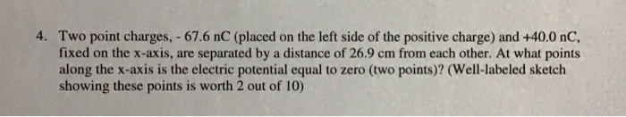 4 Two Point Charges 67 6 Nc Placed On The Left Side Of The Positive Charge And 40 0 Nc Fixed On The X Axis Are 1