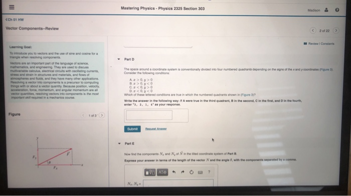 Mastering Physics Physics 2325 Section 303 Ch 01 Hw Vector Components Review 2022 Review Constant Lg Touce You To Conn 1