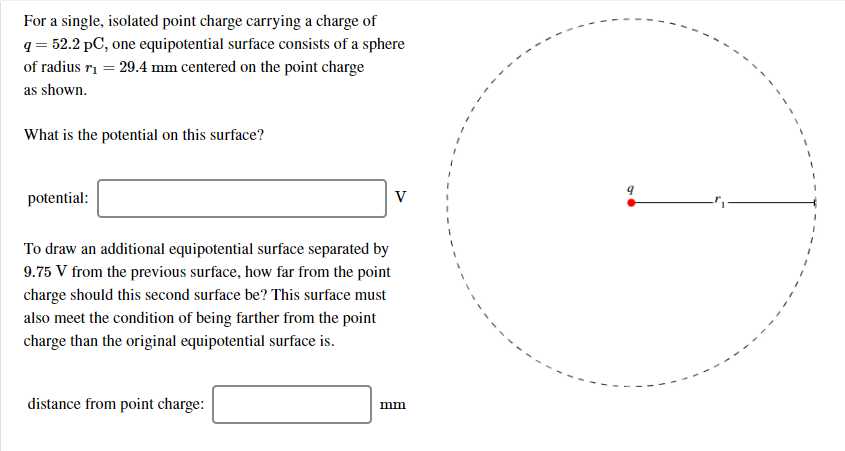 For A Single Isolated Point Charge Carrying A Charge Of Q 52 2 Pc One Equipotential Surface Consists Of A Sphere Of R 1