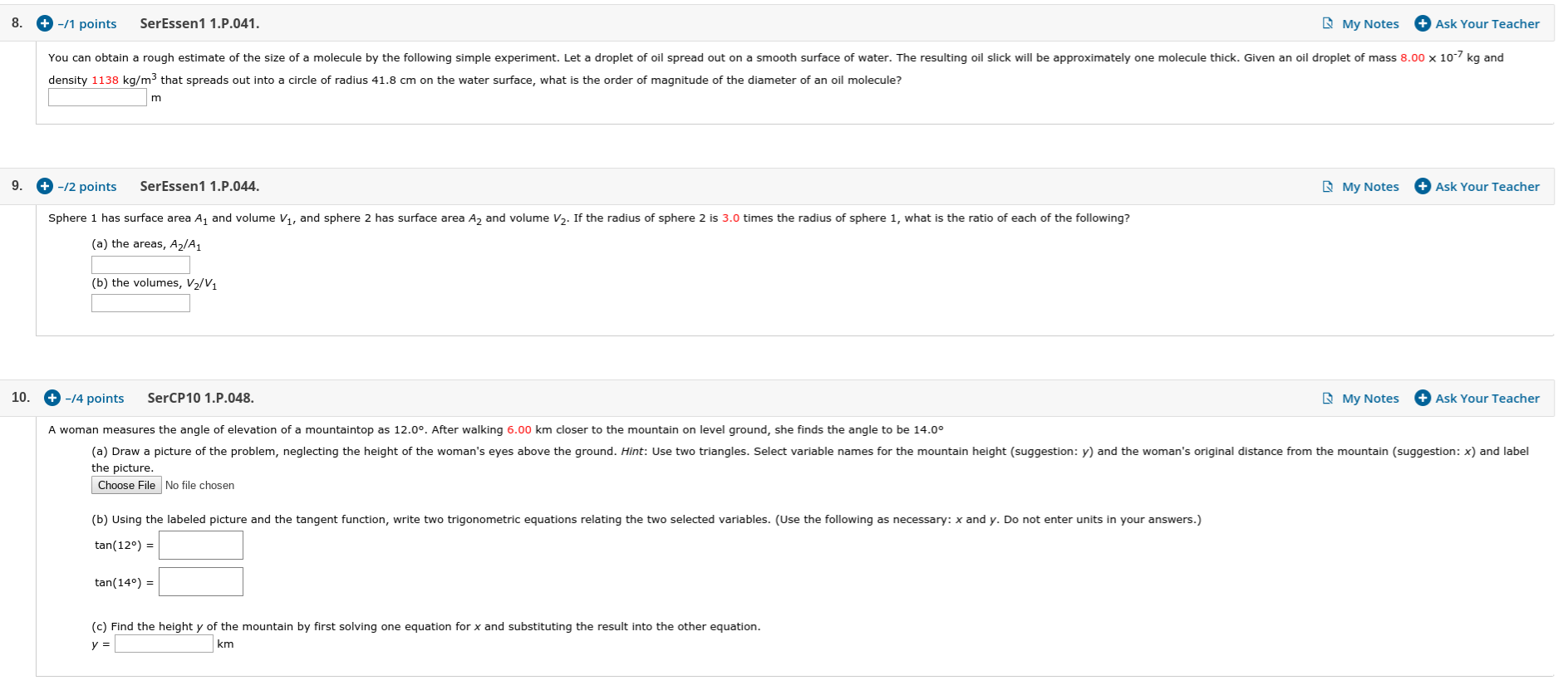 8 1 Points Seressen 1 1 P 041 My Notes Ask Your Teacher You Can Obtain A Rough Estimate Of The Size Of A Molecul 1