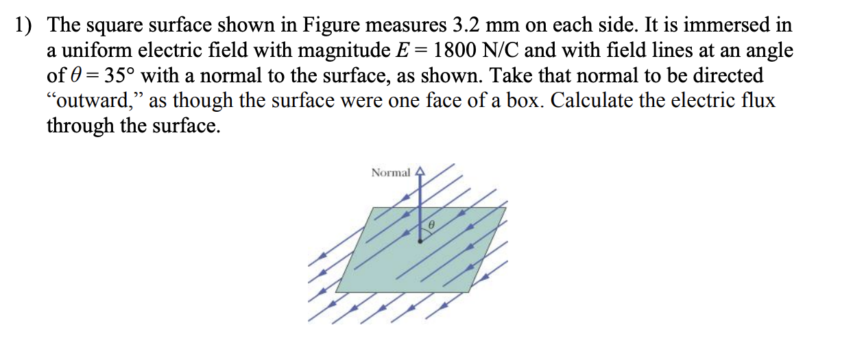 1 The Square Surface Shown In Figure Measures 3 2 Mm On Each Side It Is Immersed In A Uniform Electric Field With Magn 1