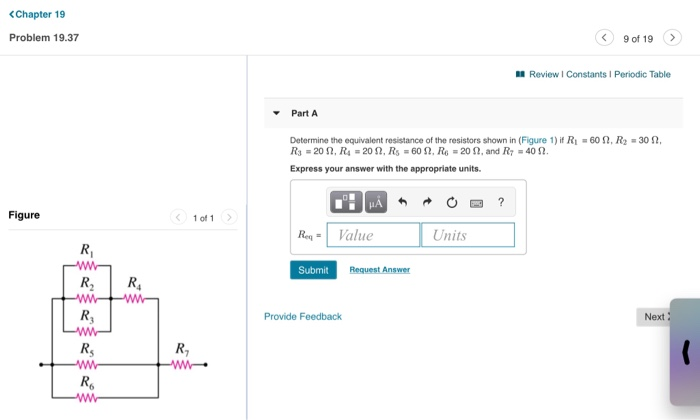 Chapter 19 Problem 19 37 9 Of 19 Review Constants Periodic Table Part A 60 R2 30 Determine The Equivalent Resist 1