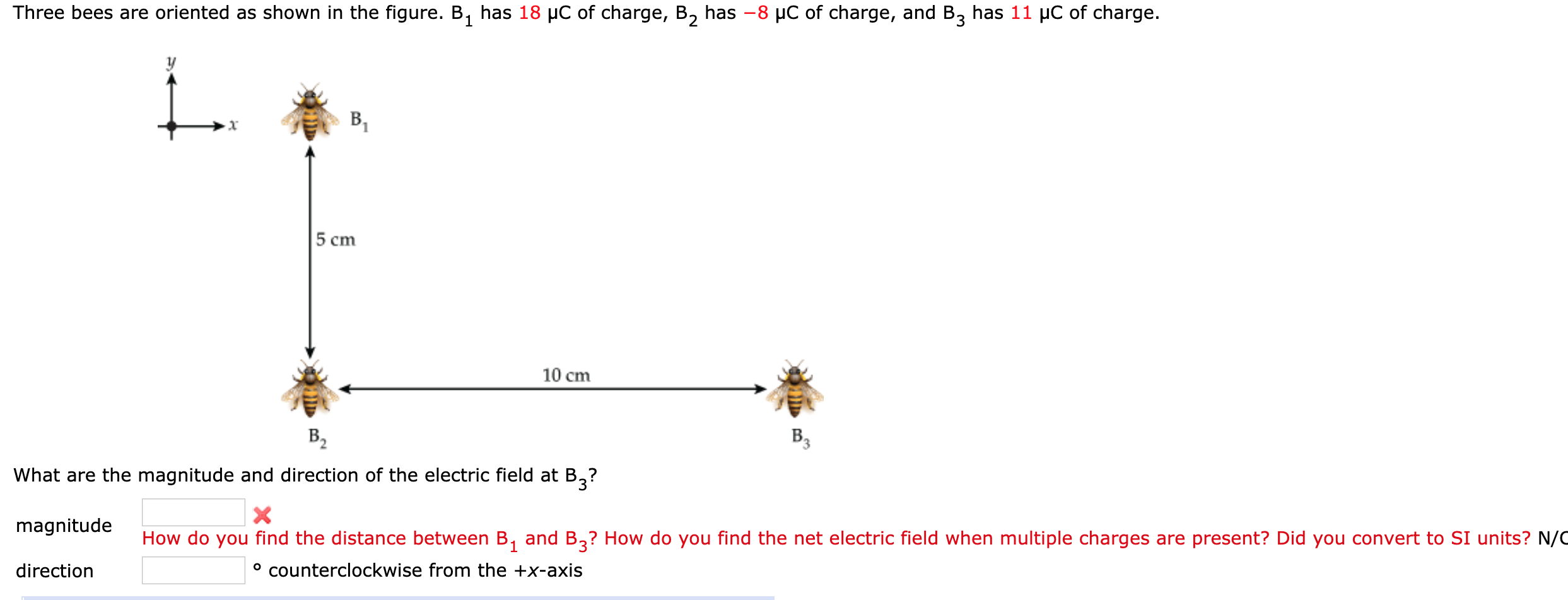 Three Bees Are Oriented As Shown In The Figure B Has 18 Uc Of Charge B Has 8 Pc Of Charge And Bz Has 11 Uc Of Cha 1