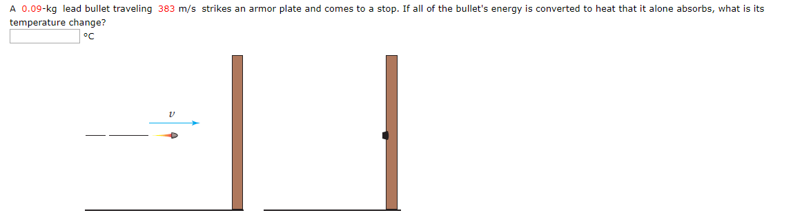 A 0 09 Kg Lead Bullet Traveling 383 M S Strikes An Armor Plate And Comes To A Stop If All Of The Bullet S Energy Is Con 1