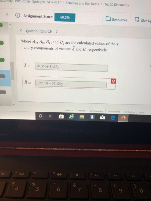 Assignment Score 60 5 Resources Ex Give Up Question 12 Of 19 Two Vectors A And B Are Shown In The Figure Vecto 3