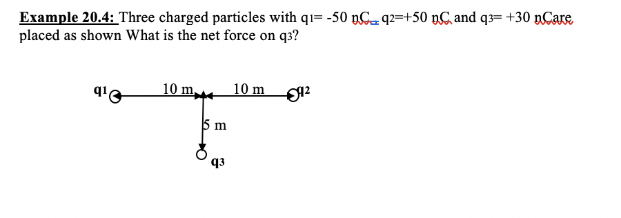 Example 20 4 Three Charged Particles With Qi 50 P 92 50 Nc And Q3 30 Ncare Placed As Shown What Is The Net Force 1