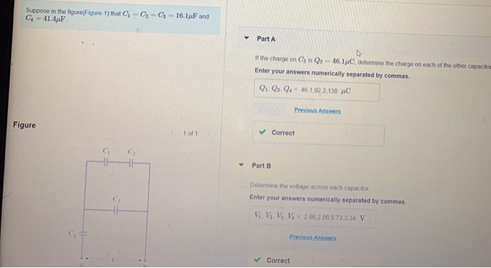 Suppose In The Figure Figure 1 That G C 41 44f Cs 16 141f And Part A If The Charge On C Is Qi 46 1 C Determine The 1