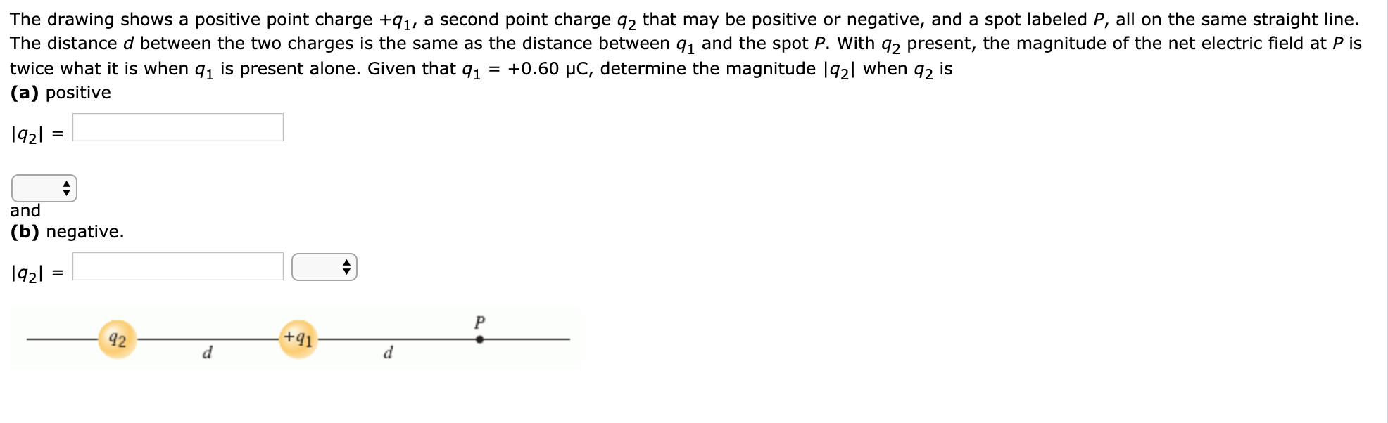 The Drawing Shows A Positive Point Charge 91 A Second Point Charge 92 That May Be Positive Or Negative And A Spot Lab 1