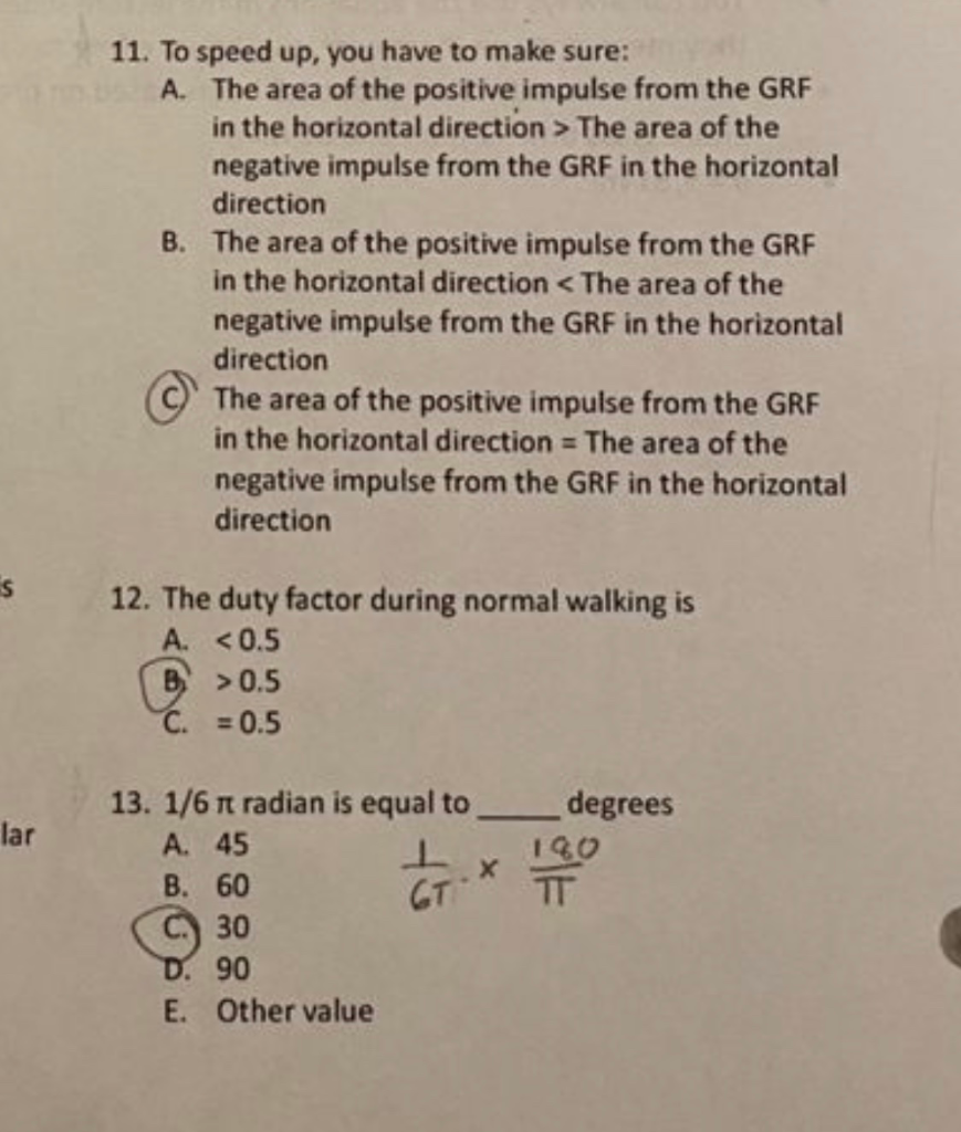 11 To Speed Up You Have To Make Sure A The Area Of The Positive Impulse From The Grf In The Horizontal Direction T 1