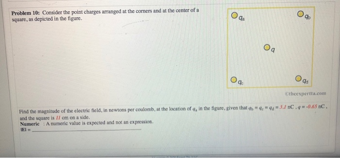 Problem 10 Consider The Point Charges Arranged At The Comers And At The Center Of A Square As Depicted In The Figure 1
