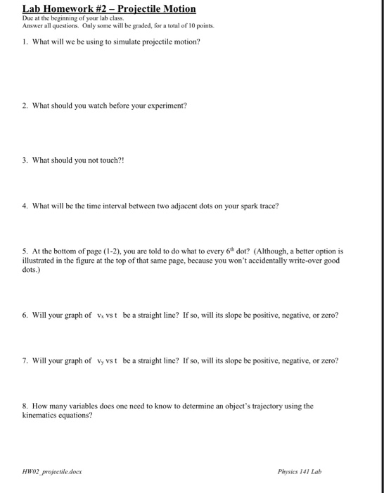 Physics 106 141 Projectile Motion Air Table Lab Introduction In This Experiment You Will Be Studying Two Dimensional 9