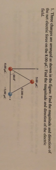 1 Three Charges Are Arranged As Shown In The Figure Find The Magnitude And Direction Of The Net Electric Force On The 1