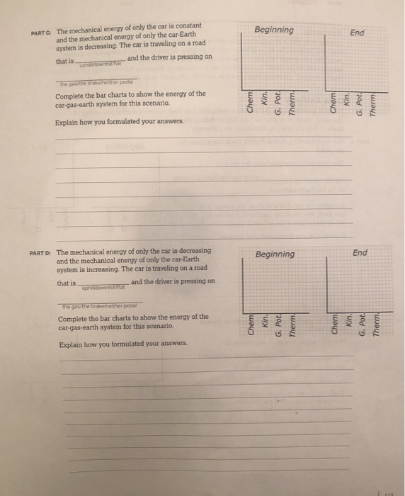 Beginning End Partc The Mechanical Energy Of Only The Car Is Constant And The Mechanical Energy Of Only The Car Earth S 1