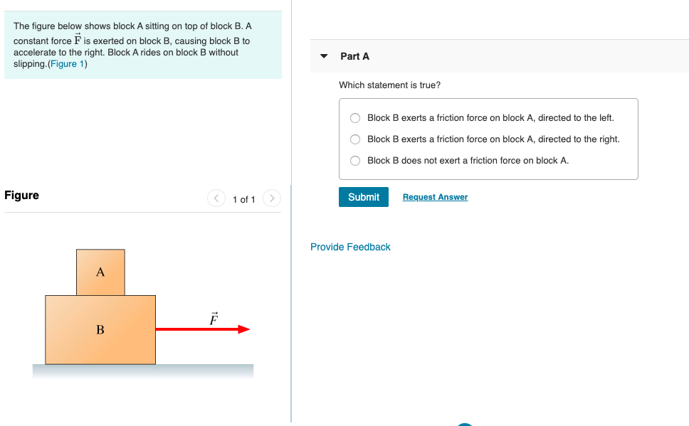 The Figure Below Shows Block A Sitting On Top Of Block B A Constant Force F Is Exerted On Block B Causing Block B To A 1