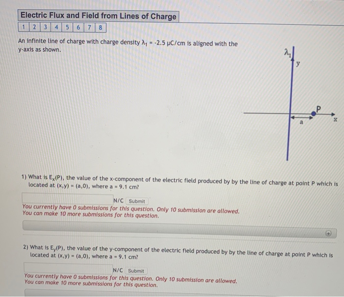 Electric Flux And Field From Lines Of Charge 1 2 3 4 5 6 7 8 An Infinite Line Of Charge With Charge Density 2 5 C Cm 1