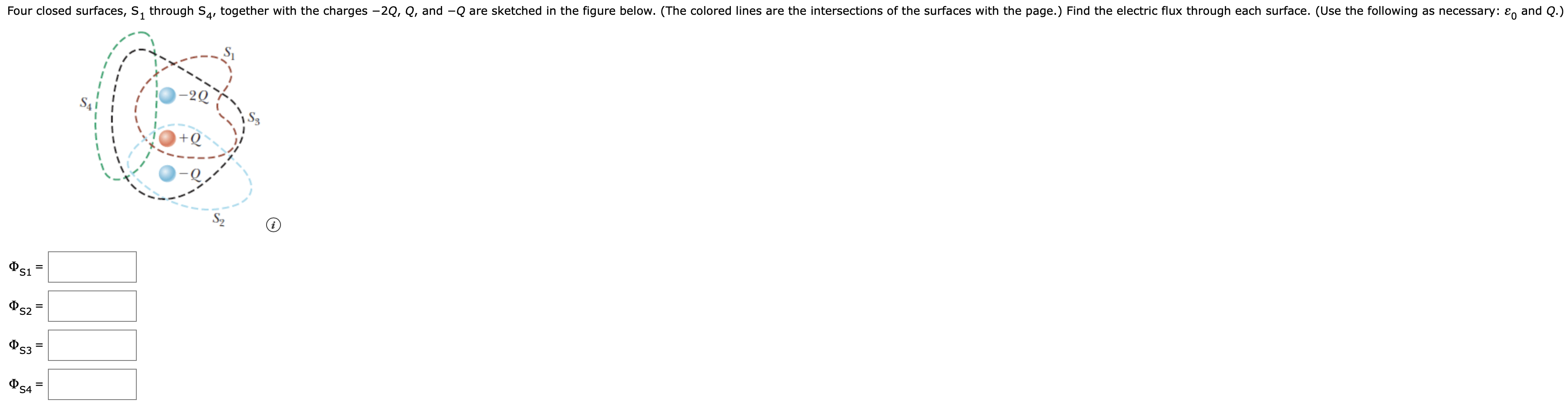Four Closed Surfaces S Through Sq Together With The Charges 2q Q And Q Are Sketched In The Figure Below The Col 1