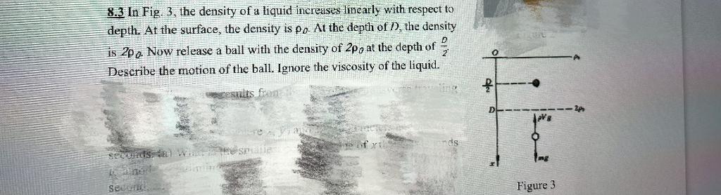 8 3 In Fig 3 The Density Of A Liquid Increases Linearly With Respect To Depth At The Surface The Density Is Po At T 1