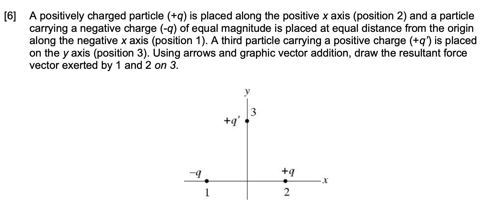 6 A Positively Charged Particle 9 Is Placed Along The Positive X Axis Position 2 And A Particle Carrying A Negati 1