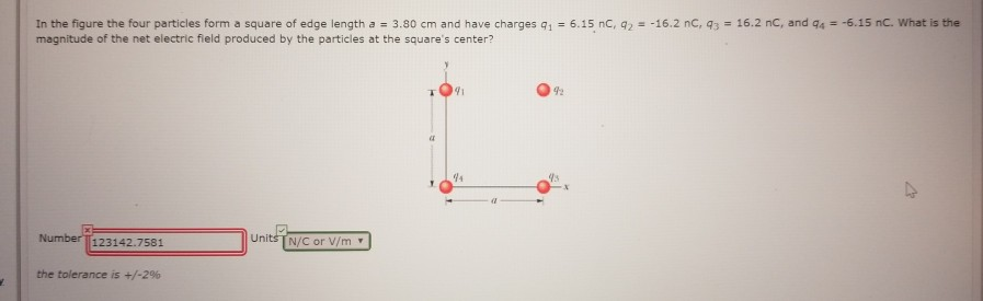 In The Figure The Four Particles Form A Square Of Edge Length A 3 80 Cm And Have Charges 91 6 15 Nc 92 16 2 Nc 1