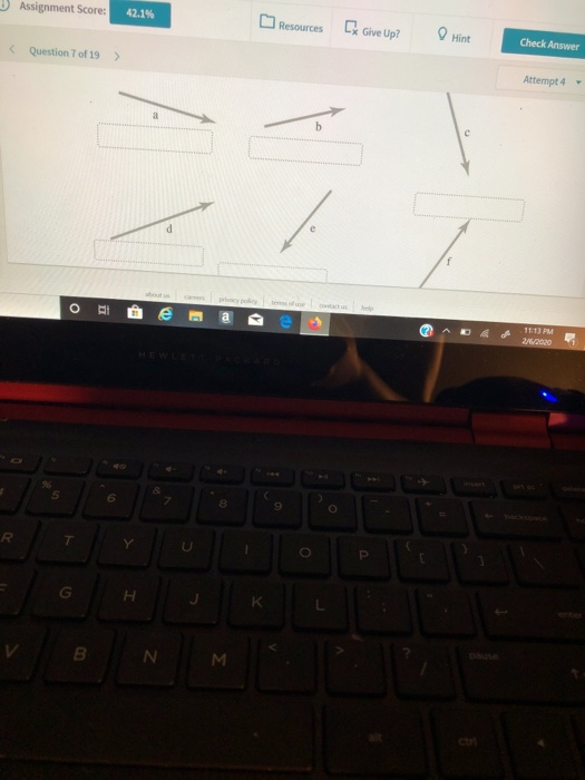 Assignment Score 42 1 Resources C Give Up Hint Check Answer Question 7 Of 19 Attempt 4 2 W 20 Kinematics Ant Scor 1