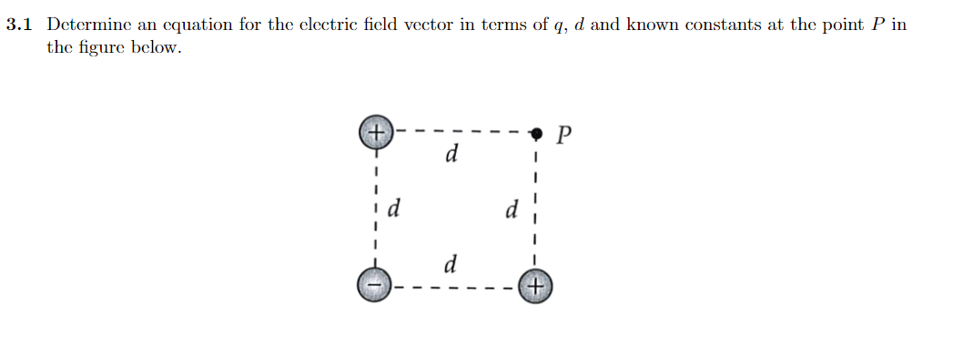 3 1 Determine An Equation For The Electric Field Vector In Terms Of Q D And Known Constants At The Point P In The Figur 1
