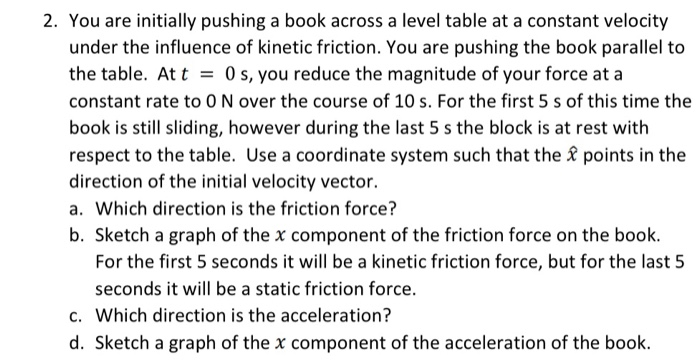 2 You Are Initially Pushing A Book Across A Level Table At A Constant Velocity Under The Influence Of Kinetic Friction 1