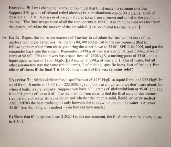 Exercise 5 I Was Changing 34 Around Too Much That I Just Made It A Separate Exercise Suppose 310 Grams Of Ethanol Et 1