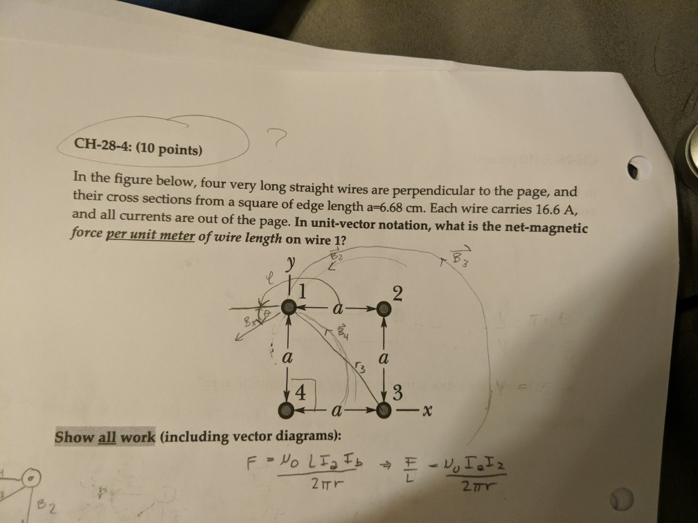 Ch 28 4 10 Points E Below Four Very Long Straight Wires Are Perpendicular To The Page And Their Cross Sections From 1