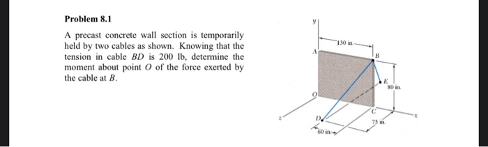 130 In Problem 8 1 A Precast Concrete Wall Section Is Temporarily Held By Two Cables As Shown Knowing That The Tension 1