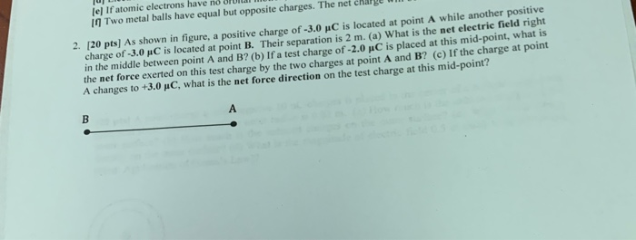 In Two Metal Balls Have Equal But Opposite Charges The Net Charm 2 720 Pts As Shown In Figure A Positive Charge Of 1