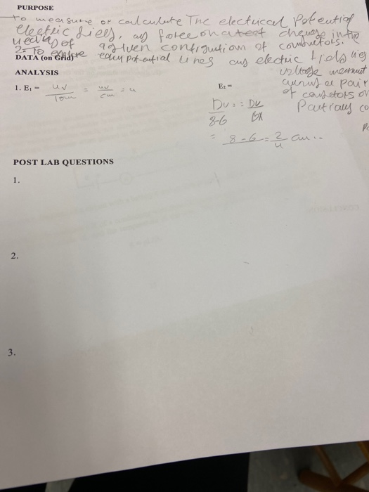Post Laboratory Questions 1 Where Is The Electric Field Magnitude The Greatest Is It Where The Lines Of Force Are Clo 3