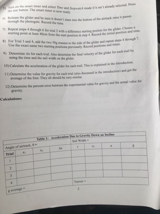 Table 2 Acceleration Due To Gravity With Varying Heights Height Ti T Tag 2y Table 2 Trial 1 2 Trial 2 Trial 3 Trial 4 Q 5
