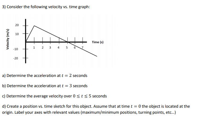 3 Consider The Following Velocity Vs Time Graph Velocity M S Time S 10 1 2 3 N 5 4 6 A Determine The Accelera 1