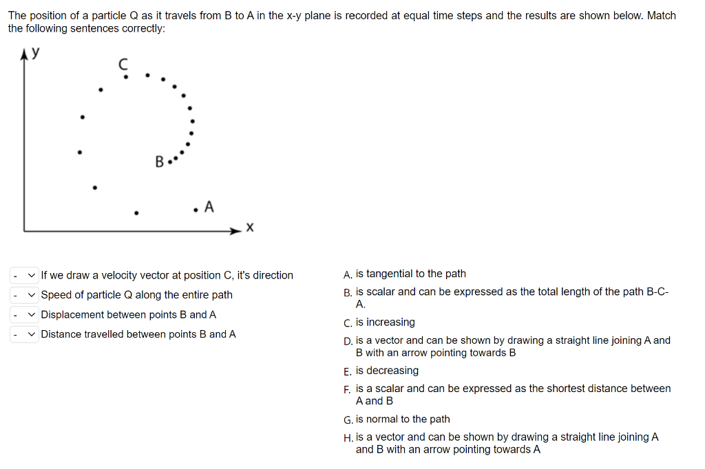 The Position Of A Particle Q As It Travels From B To A In The X Y Plane Is Recorded At Equal Time Steps And The Results 1