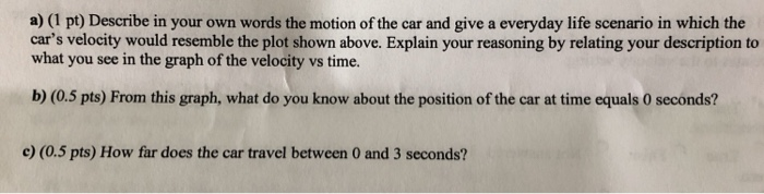 4 5 Pts Total A Car Is Traveling Along A Road Its Velocity Is Recorded As A Function Of Time And Is Shown In The Grap 2