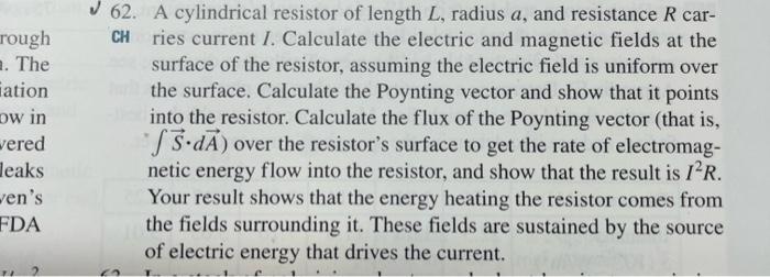Rough N The Iation Ow In Wered Heaks Ven S Fda V 62 A Cylindrical Resistor Of Length L Radius A And Resistance R Car 1