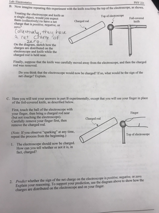 Lab Electrostatics Phy 221 B Now Imagine Repeating This Experim Nagine Repeating This Experiment With The Knife Touchi 1