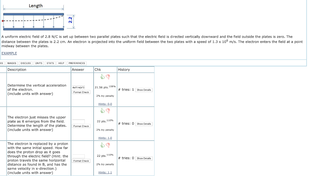 Length A Uniform Electric Field Of 2 8 N C Is Set Up Between Two Parallel Plates Such That The Electric Field Is Directe 1