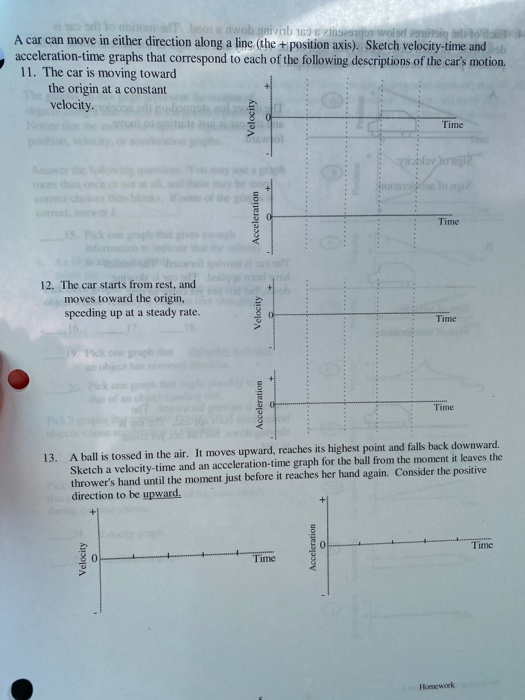 Obanvib 160 2 50 A Car Can Move In Either Direction Along A Line The Position Axis Sketch Velocity Time And Accelerat 1