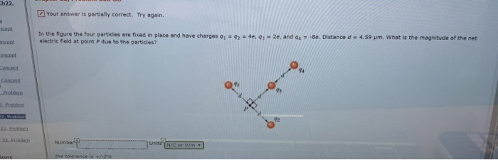 Your Answer Is Partially Correct Try Again In The Figure The Four Particles Are Fred In Place And Have Charges 4 42 1