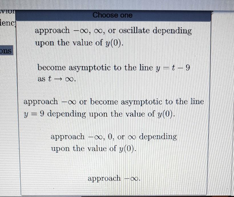 Draw A Direction Field For The Differential Equation Y 8 T Y Based On The Direction Field Determine The Behavior O 2